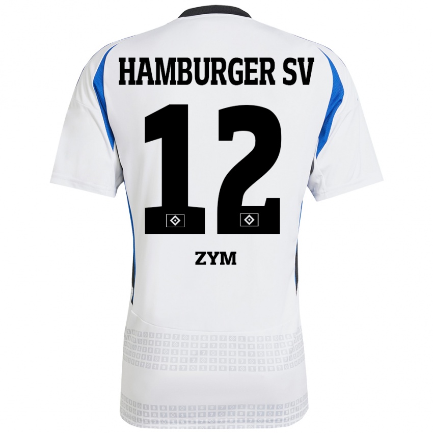 Hombre Camiseta Marcel Zym #12 Blanco Azul 1ª Equipación 2024/25 La Camisa Chile