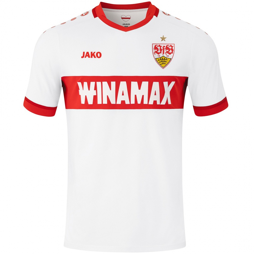 Hombre Camiseta Benjamin Boakye #11 Blanco Rojo 1ª Equipación 2024/25 La Camisa Chile