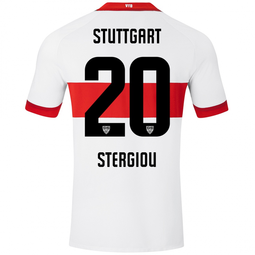 Hombre Camiseta Leonidas Stergiou #20 Blanco Rojo 1ª Equipación 2024/25 La Camisa Chile