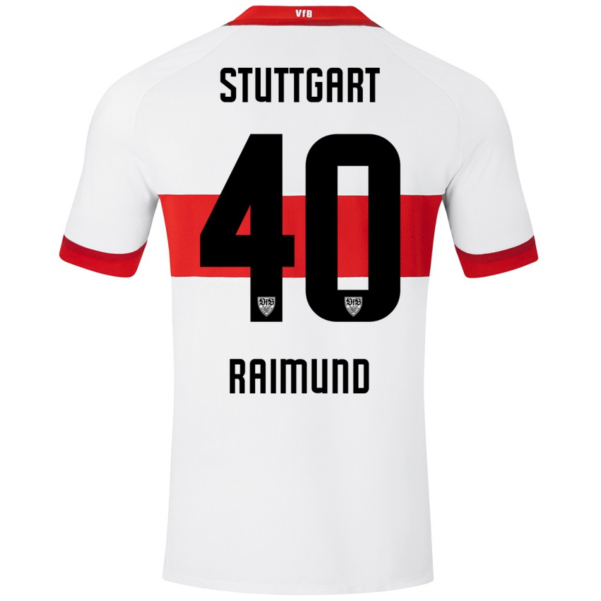 Hombre Camiseta Luca Raimund #40 Blanco Rojo 1ª Equipación 2024/25 La Camisa Chile