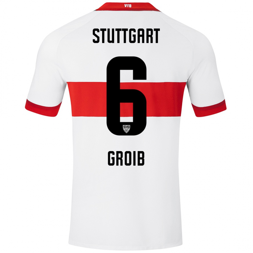 Hombre Camiseta Alexander Groiß #6 Blanco Rojo 1ª Equipación 2024/25 La Camisa Chile