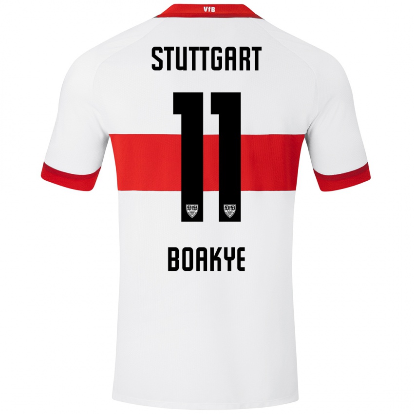 Hombre Camiseta Benjamin Boakye #11 Blanco Rojo 1ª Equipación 2024/25 La Camisa Chile