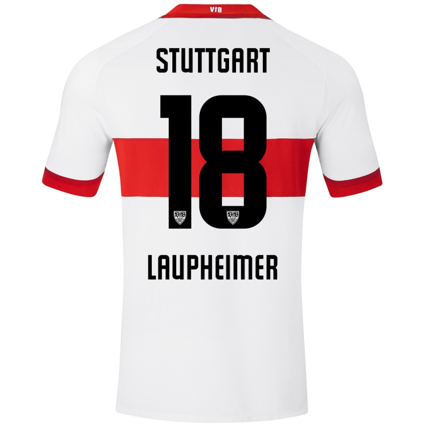 Hombre Camiseta Lukas Laupheimer #18 Blanco Rojo 1ª Equipación 2024/25 La Camisa Chile