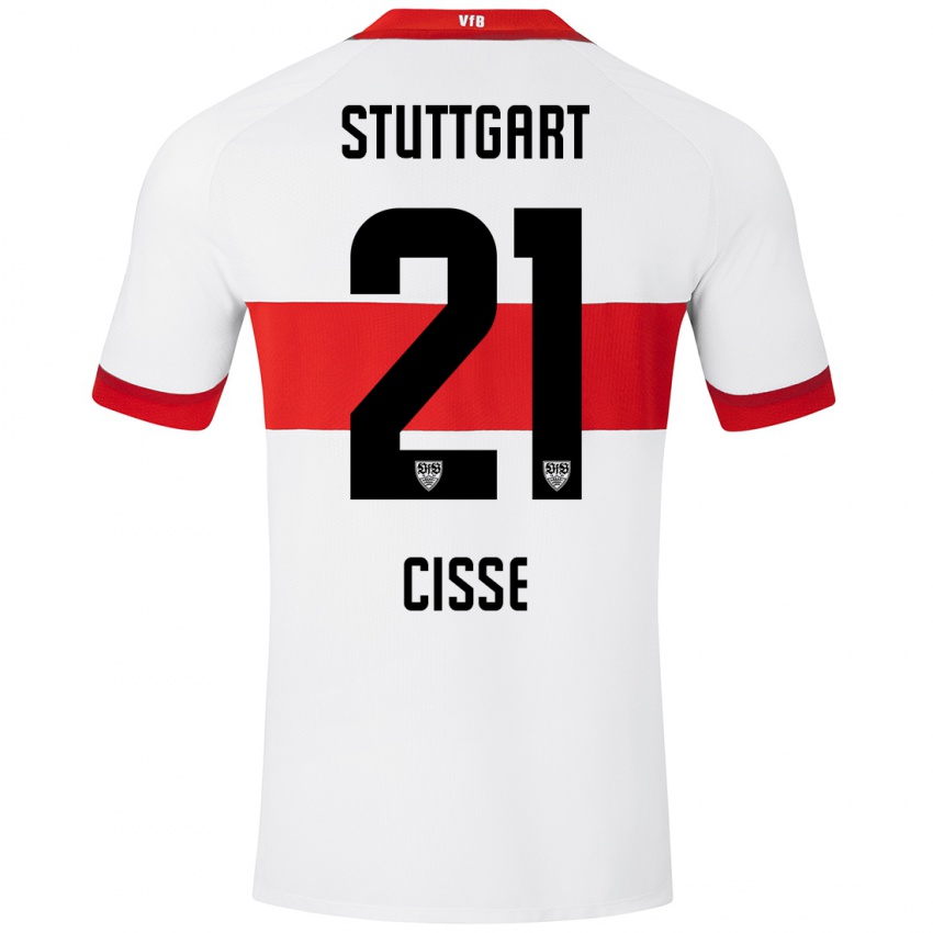 Hombre Camiseta Moussa Cissé #21 Blanco Rojo 1ª Equipación 2024/25 La Camisa Chile