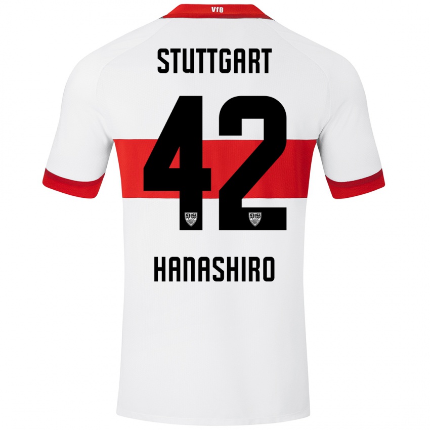 Hombre Camiseta Rinto Hanashiro #42 Blanco Rojo 1ª Equipación 2024/25 La Camisa Chile