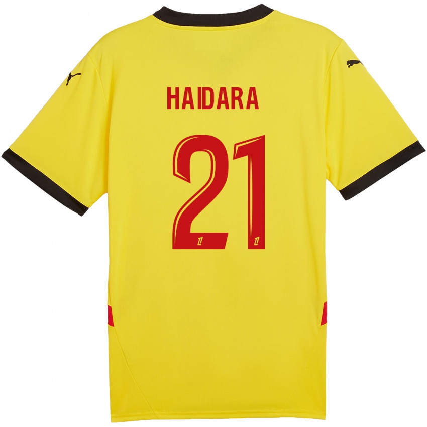 Hombre Camiseta Massadio Haidara #21 Amarillo Rojo 1ª Equipación 2024/25 La Camisa Chile