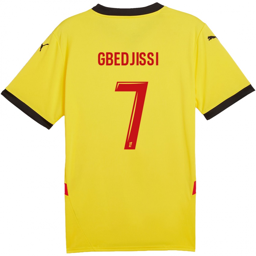 Hombre Camiseta Aude Gbedjissi #7 Amarillo Rojo 1ª Equipación 2024/25 La Camisa Chile