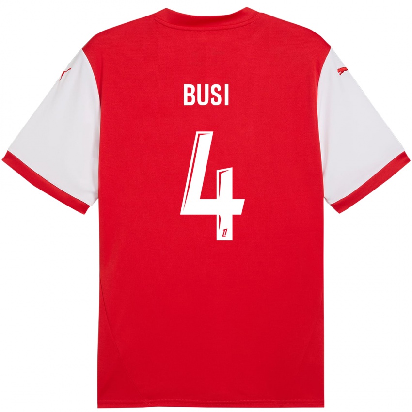 Hombre Camiseta Maxime Busi #4 Rojo Blanco 1ª Equipación 2024/25 La Camisa Chile