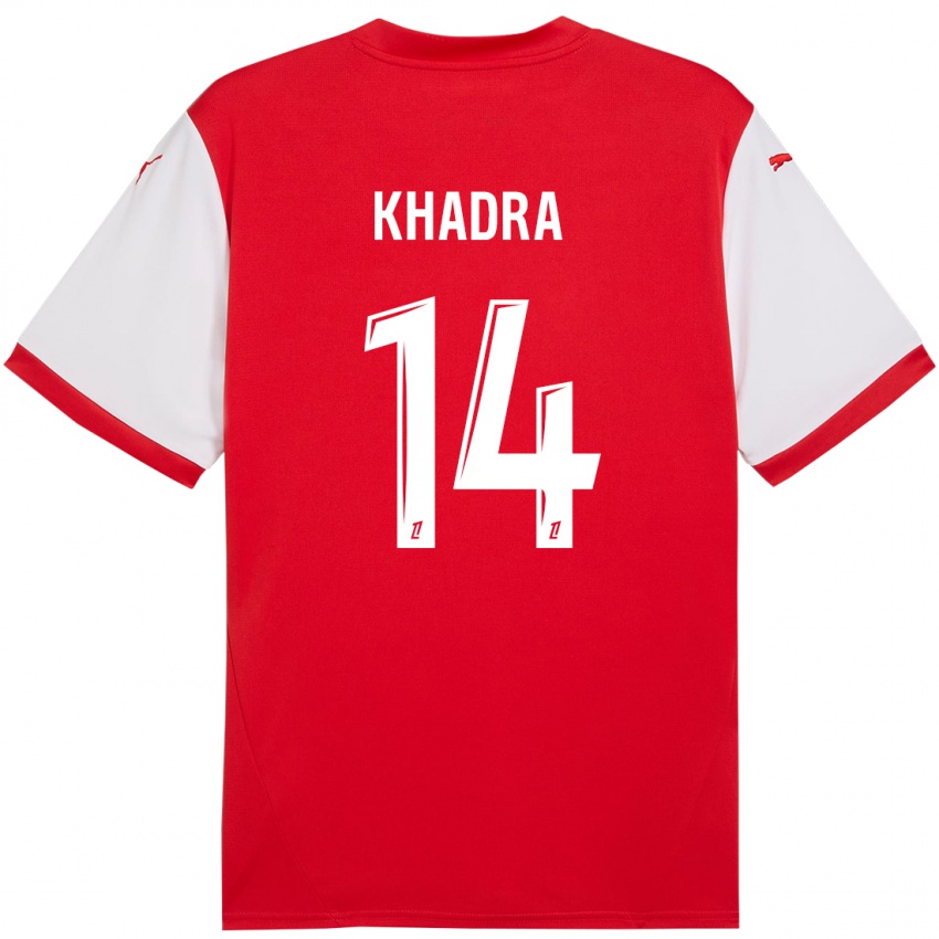 Hombre Camiseta Reda Khadra #14 Rojo Blanco 1ª Equipación 2024/25 La Camisa Chile