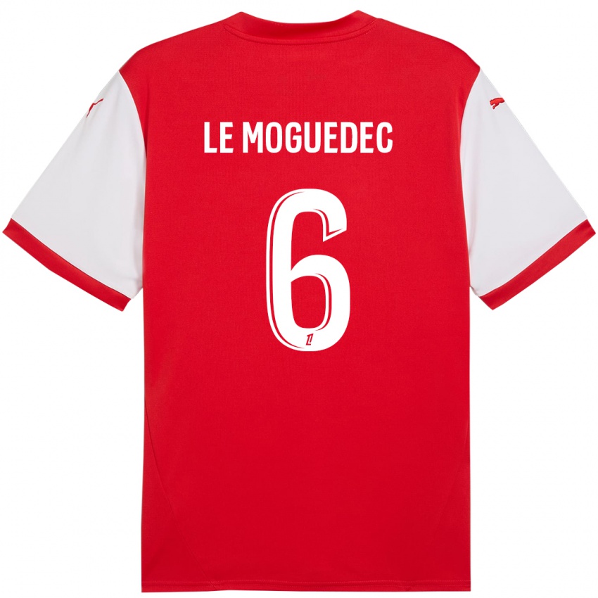 Hombre Camiseta Anaële Le Moguédec #6 Rojo Blanco 1ª Equipación 2024/25 La Camisa Chile