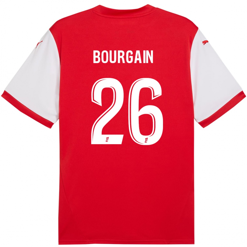 Hombre Camiseta Lea Bourgain #26 Rojo Blanco 1ª Equipación 2024/25 La Camisa Chile