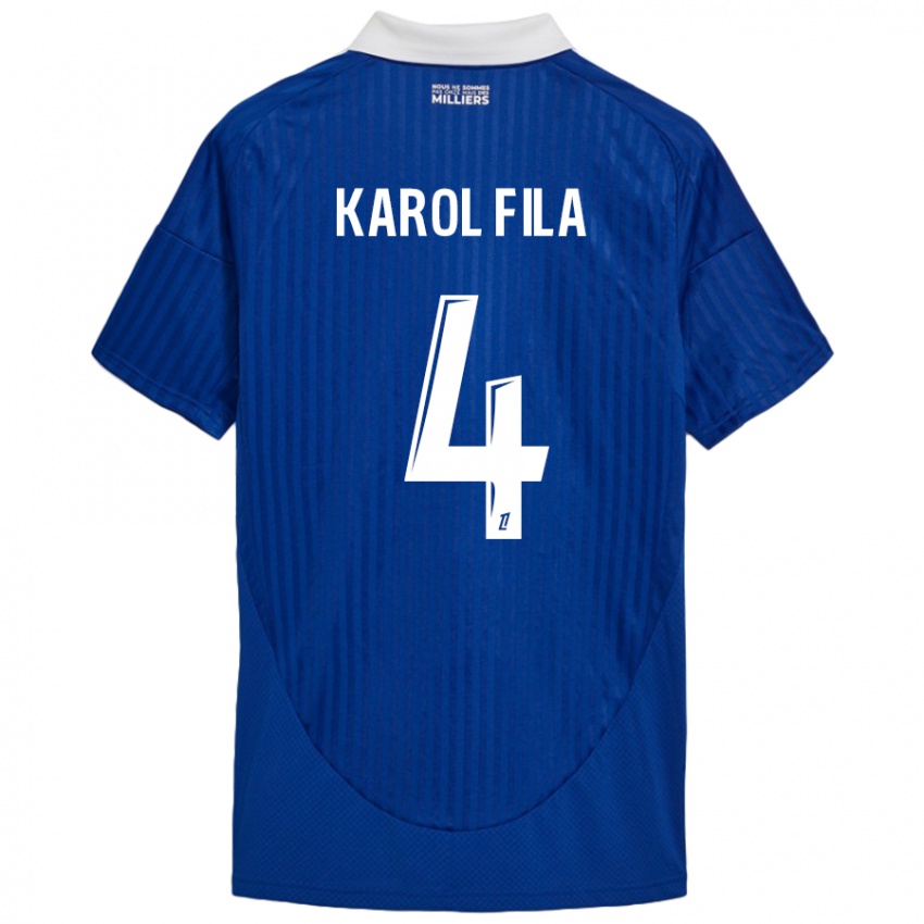 Hombre Camiseta Karol Fila #4 Azul Blanco 1ª Equipación 2024/25 La Camisa Chile