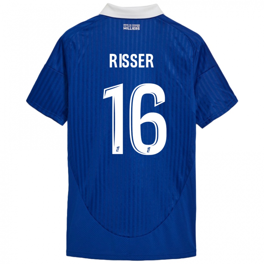 Hombre Camiseta Robin Risser #16 Azul Blanco 1ª Equipación 2024/25 La Camisa Chile