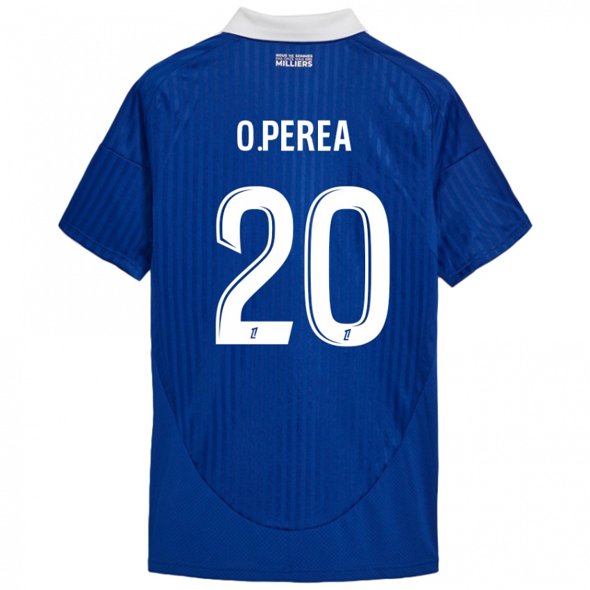 Hombre Camiseta Óscar Perea #20 Azul Blanco 1ª Equipación 2024/25 La Camisa Chile