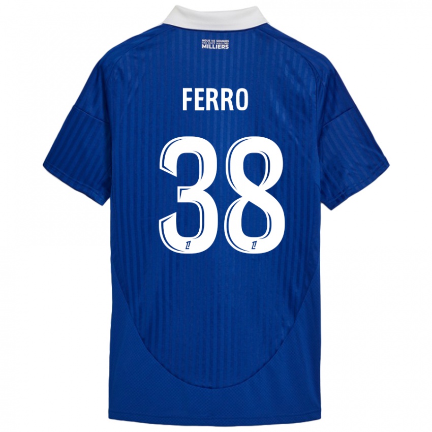 Hombre Camiseta Nolan Ferro #38 Azul Blanco 1ª Equipación 2024/25 La Camisa Chile