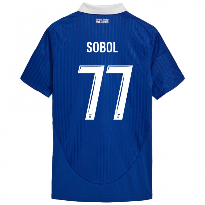 Hombre Camiseta Eduard Sobol #77 Azul Blanco 1ª Equipación 2024/25 La Camisa Chile