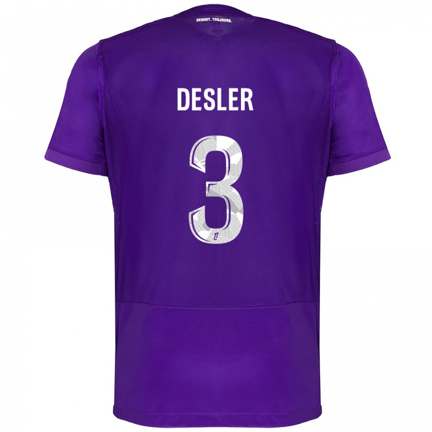 Hombre Camiseta Mikkel Desler #3 Morado Blanco 1ª Equipación 2024/25 La Camisa Chile