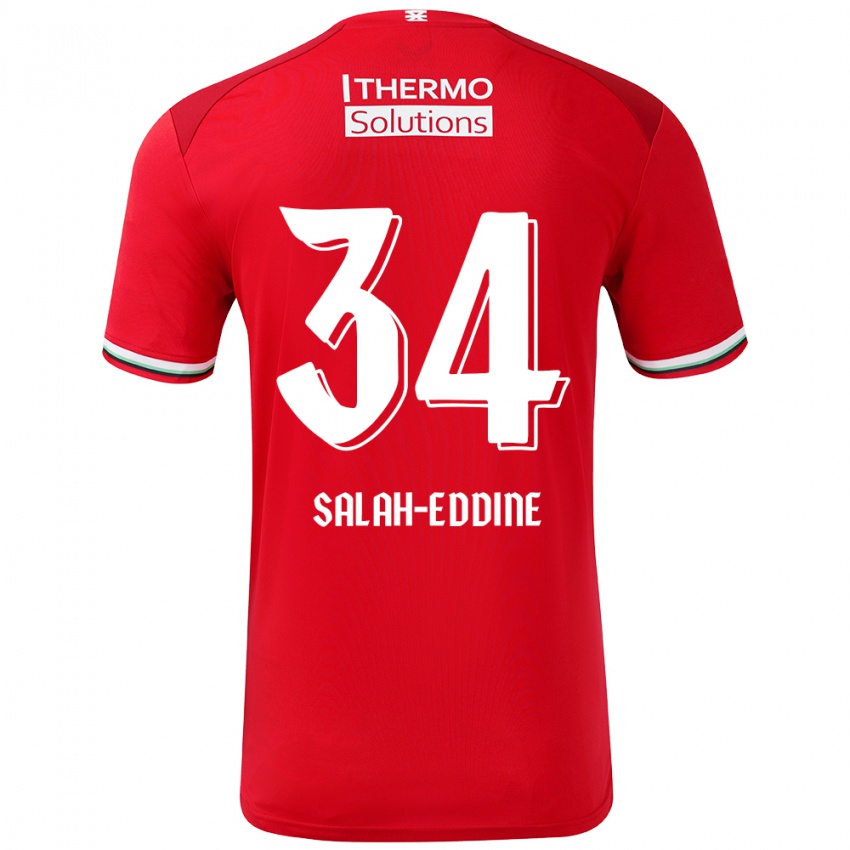 Hombre Camiseta Anass Salah-Eddine #34 Rojo Blanco 1ª Equipación 2024/25 La Camisa Chile