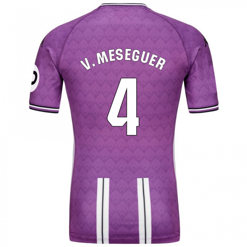 Hombre Camiseta Víctor Meseguer #4 Púrpura Blanco 1ª Equipación 2024/25 La Camisa Chile