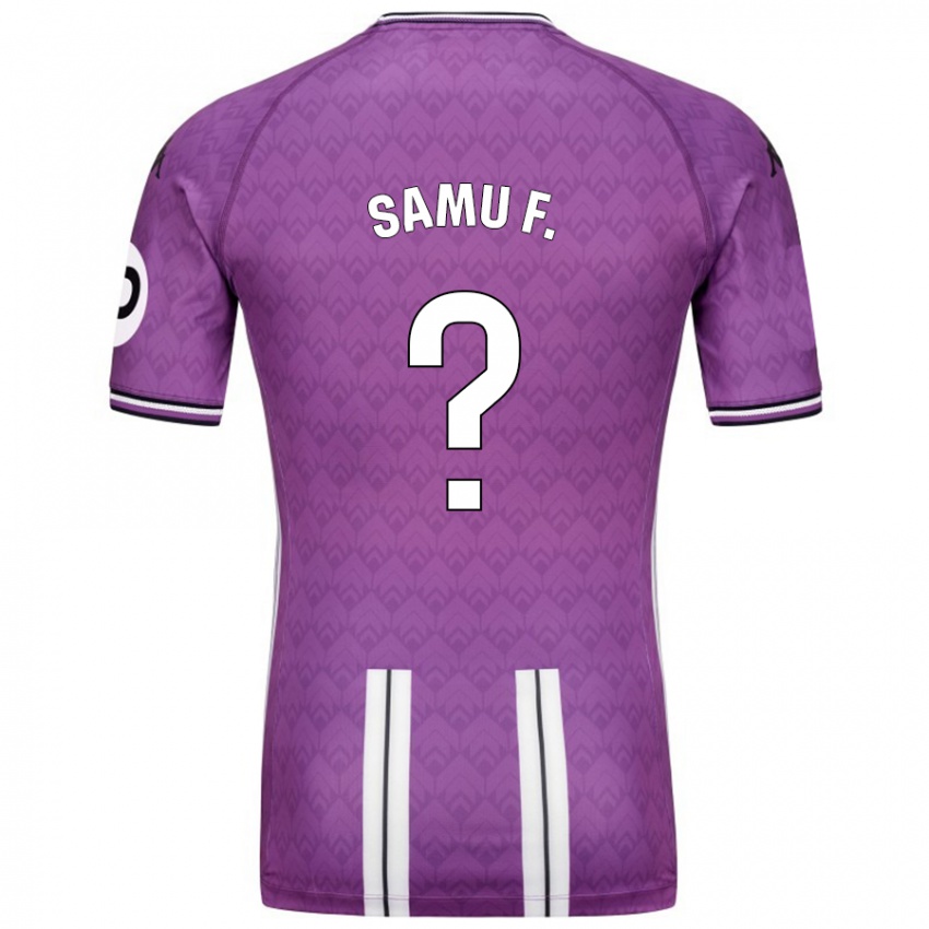 Hombre Camiseta Samu Fernández #0 Púrpura Blanco 1ª Equipación 2024/25 La Camisa Chile