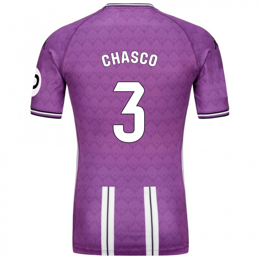 Hombre Camiseta Raúl Chasco #3 Púrpura Blanco 1ª Equipación 2024/25 La Camisa Chile