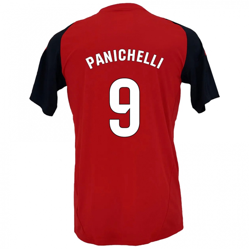 Hombre Camiseta Joaquín Panichelli #9 Rojo Negro 1ª Equipación 2024/25 La Camisa Chile