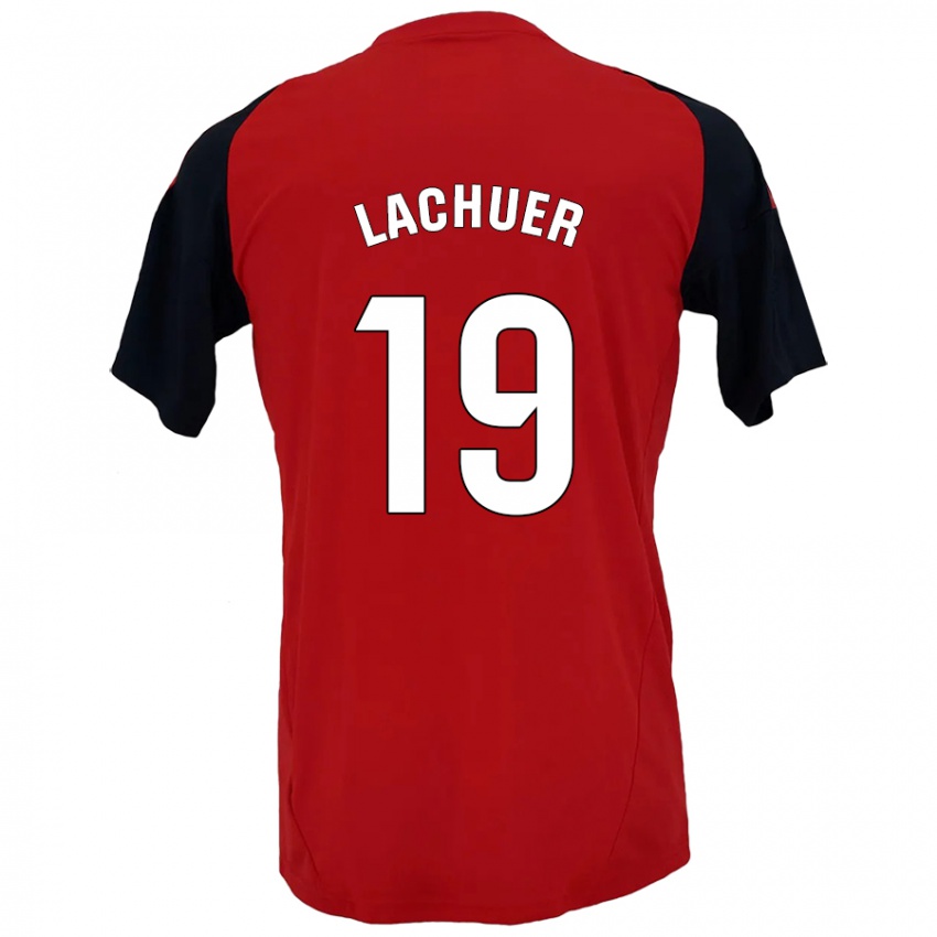 Hombre Camiseta Mathis Lachuer #19 Rojo Negro 1ª Equipación 2024/25 La Camisa Chile