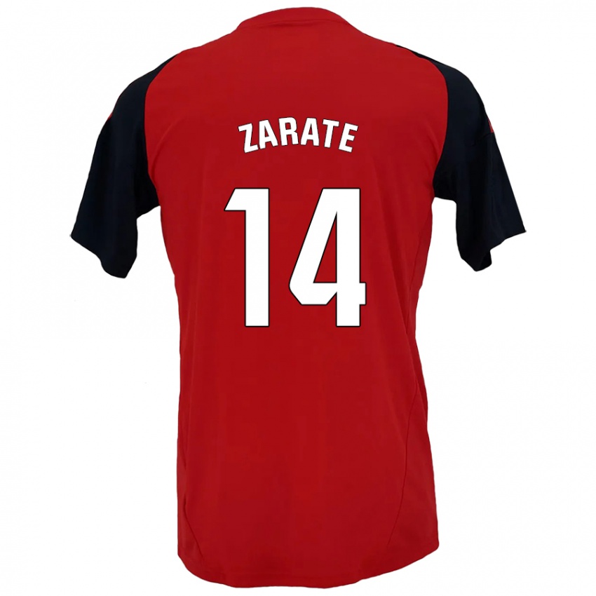 Hombre Camiseta Hugo Zárate #14 Rojo Negro 1ª Equipación 2024/25 La Camisa Chile