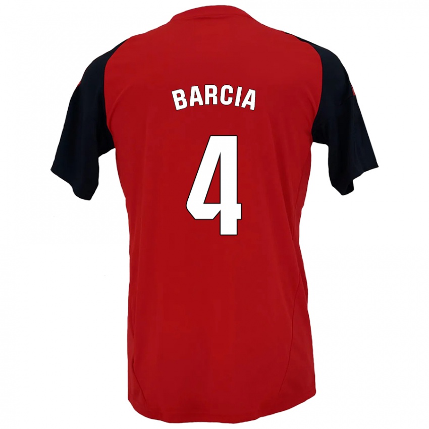 Hombre Camiseta Sergio Barcia #4 Rojo Negro 1ª Equipación 2024/25 La Camisa Chile