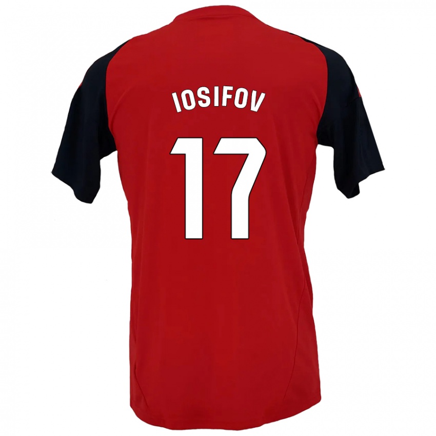 Hombre Camiseta Nikita Iosifov #17 Rojo Negro 1ª Equipación 2024/25 La Camisa Chile