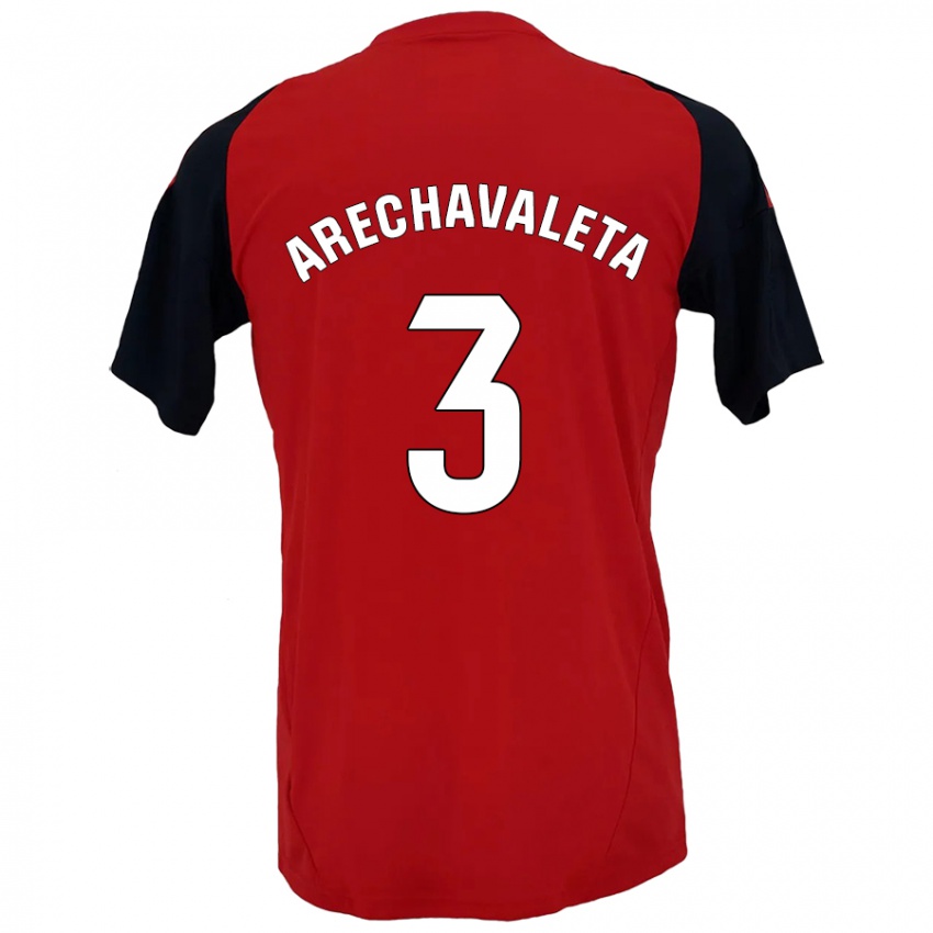 Hombre Camiseta Jorge Arechavaleta #3 Rojo Negro 1ª Equipación 2024/25 La Camisa Chile