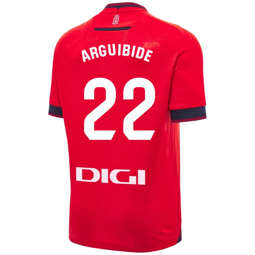 Hombre Camiseta Iñigo Arguibide #22 Rojo Blanco 1ª Equipación 2024/25 La Camisa Chile