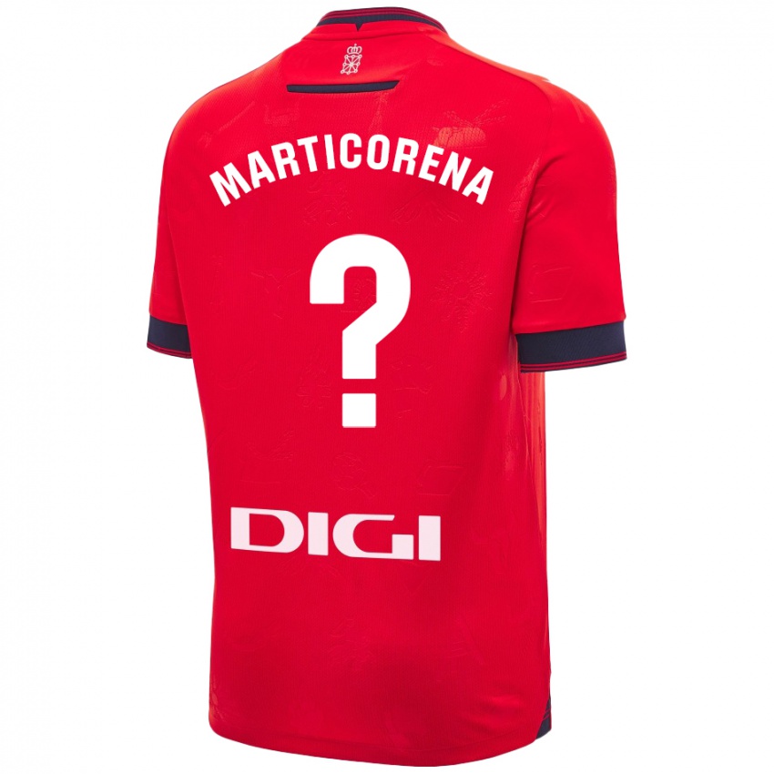 Hombre Camiseta Ander Marticorena #0 Rojo Blanco 1ª Equipación 2024/25 La Camisa Chile