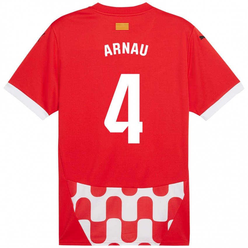 Hombre Camiseta Arnau Martínez #4 Rojo Blanco 1ª Equipación 2024/25 La Camisa Chile