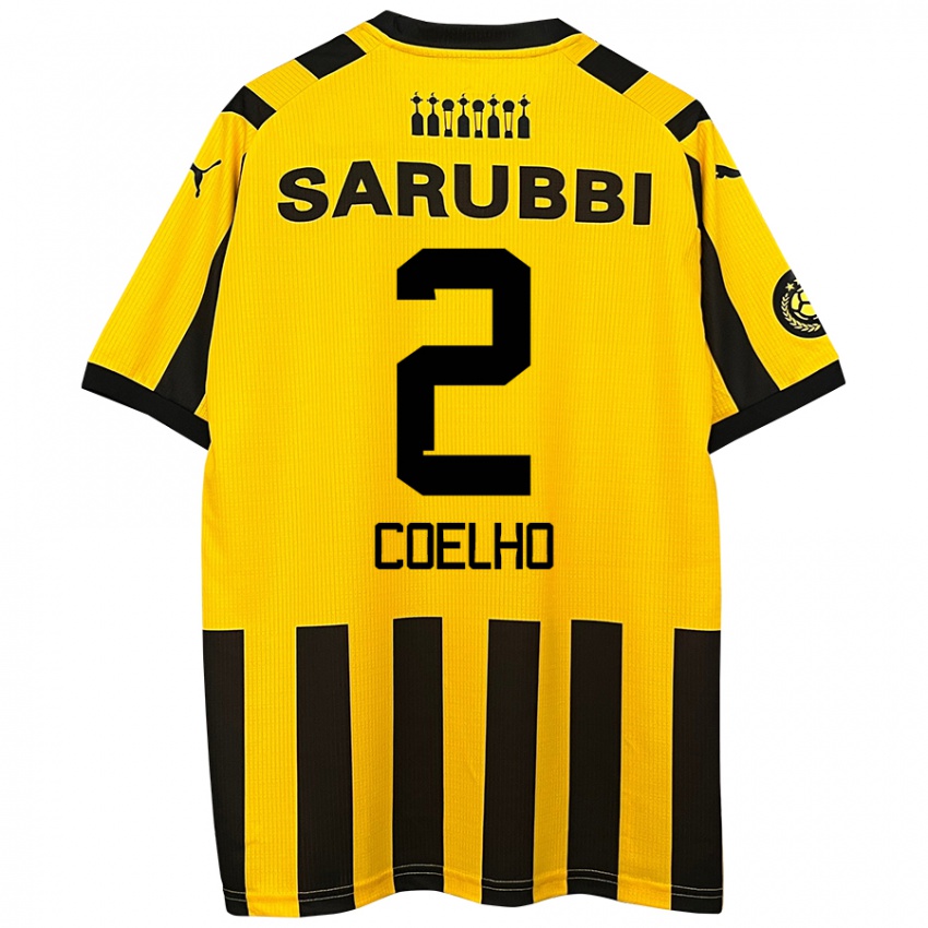 Hombre Camiseta Léo Coelho #2 Amarillo Negro 1ª Equipación 2024/25 La Camisa Chile