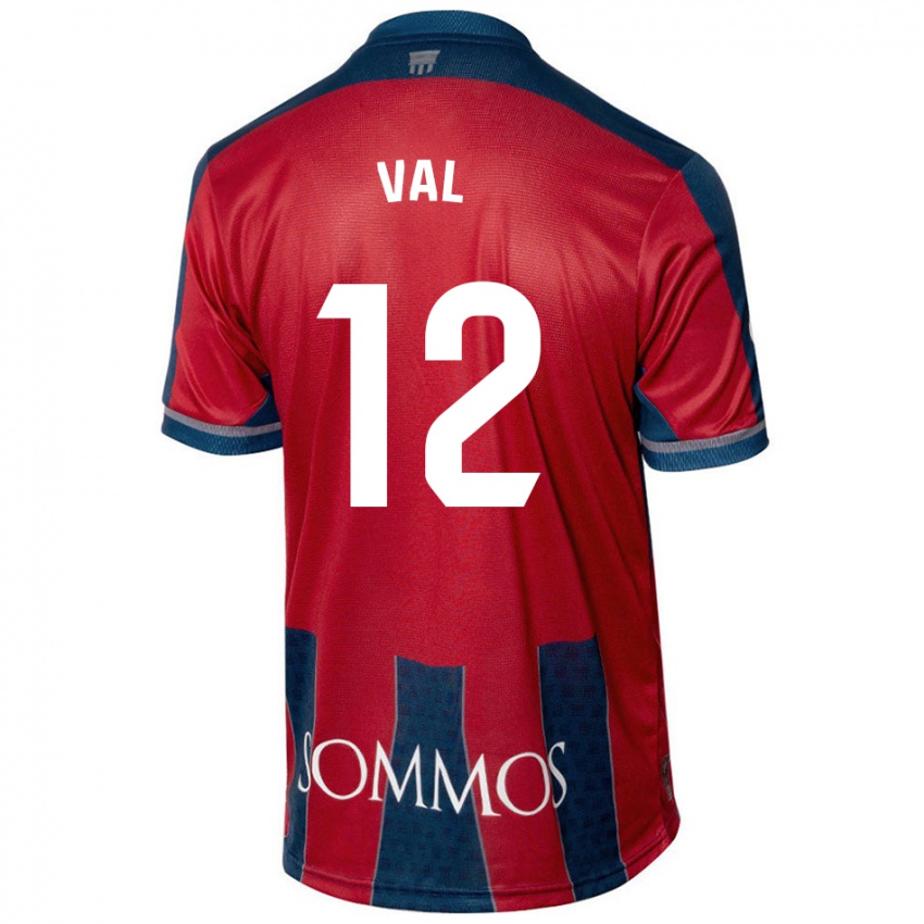 Hombre Camiseta Ángel Val #12 Rojo Azul 1ª Equipación 2024/25 La Camisa Chile