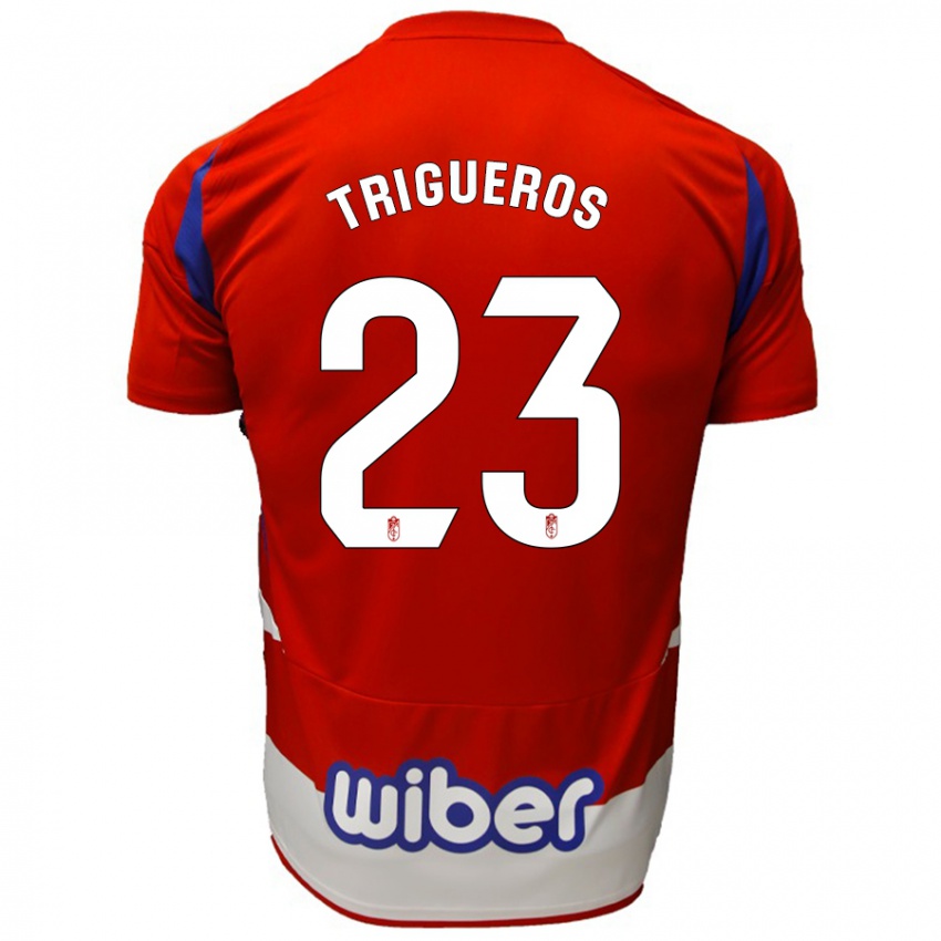 Hombre Camiseta Manu Trigueros #23 Rojo Blanco Azul 1ª Equipación 2024/25 La Camisa Chile