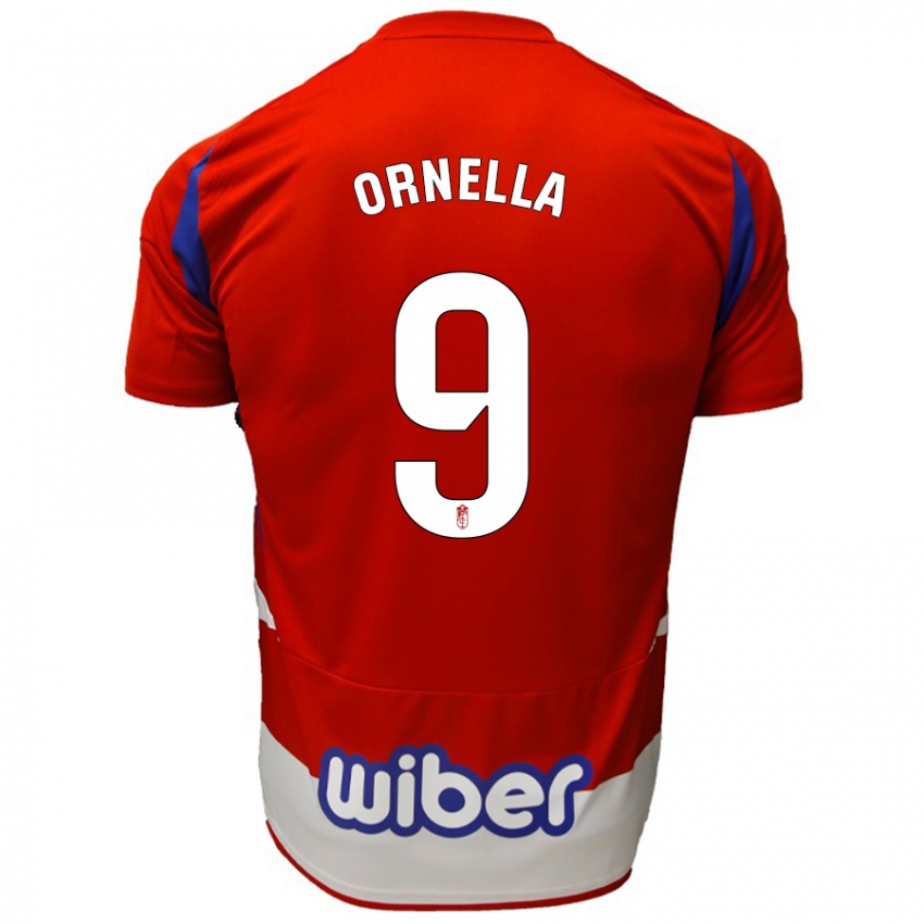 Hombre Camiseta Ornella María Vignola Cabot #9 Rojo Blanco Azul 1ª Equipación 2024/25 La Camisa Chile