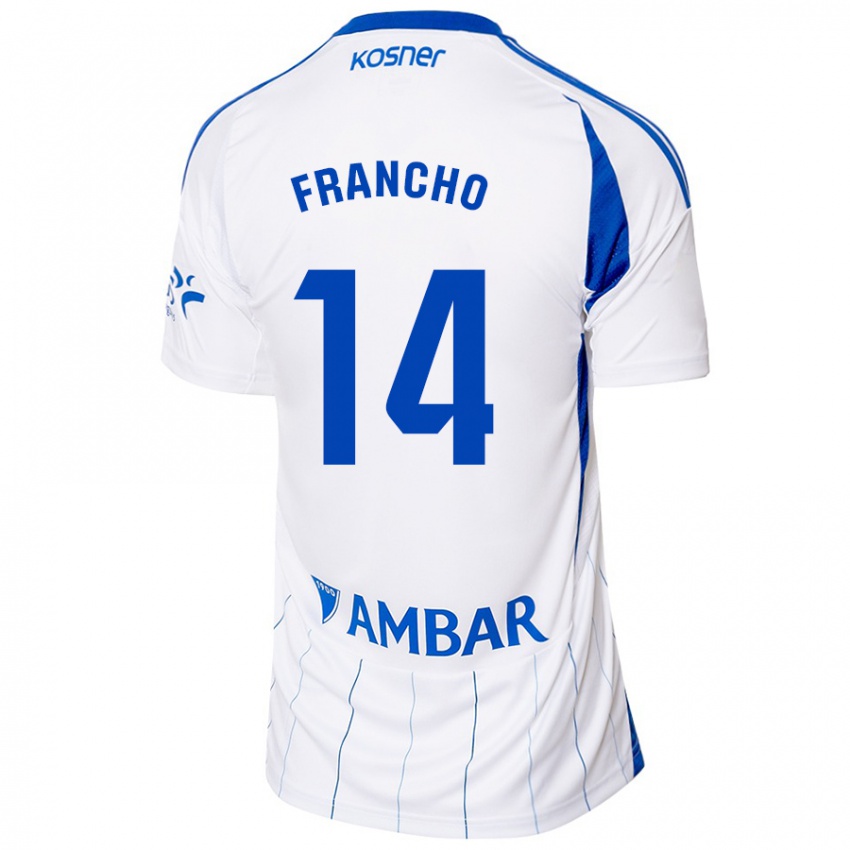 Hombre Camiseta Francho Serrano #14 Rojo Blanco 1ª Equipación 2024/25 La Camisa Chile