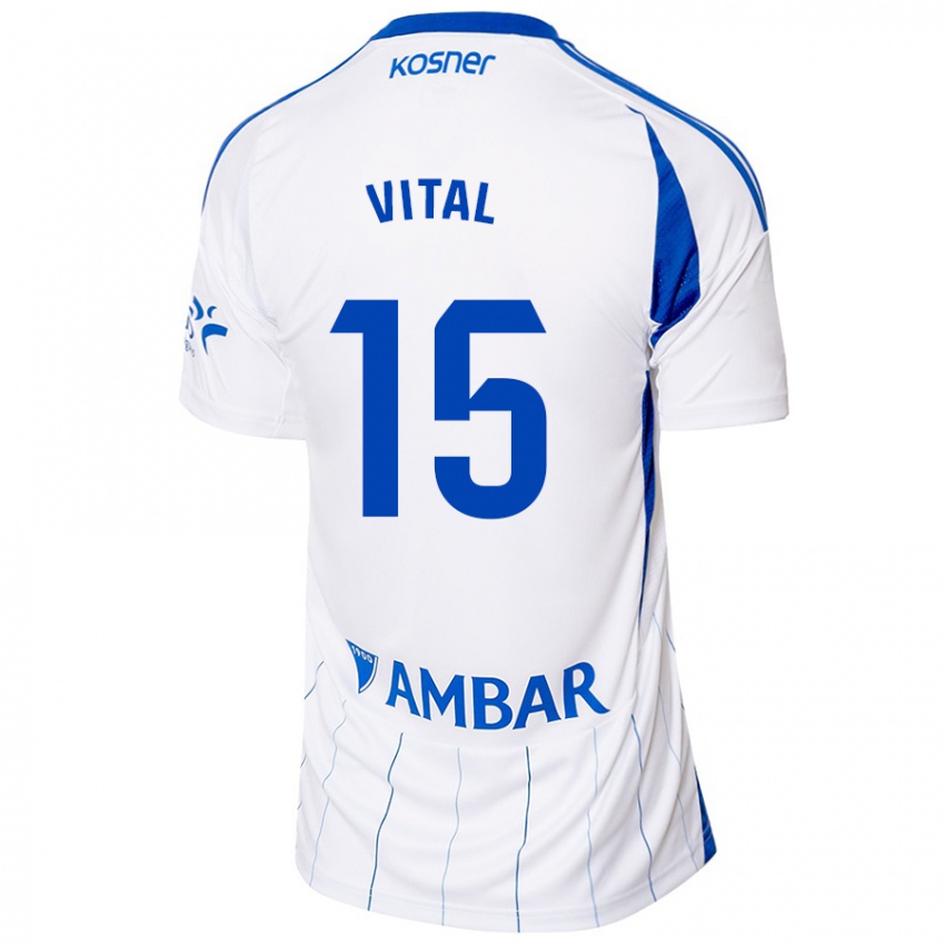 Hombre Camiseta Bernardo Vital #15 Rojo Blanco 1ª Equipación 2024/25 La Camisa Chile