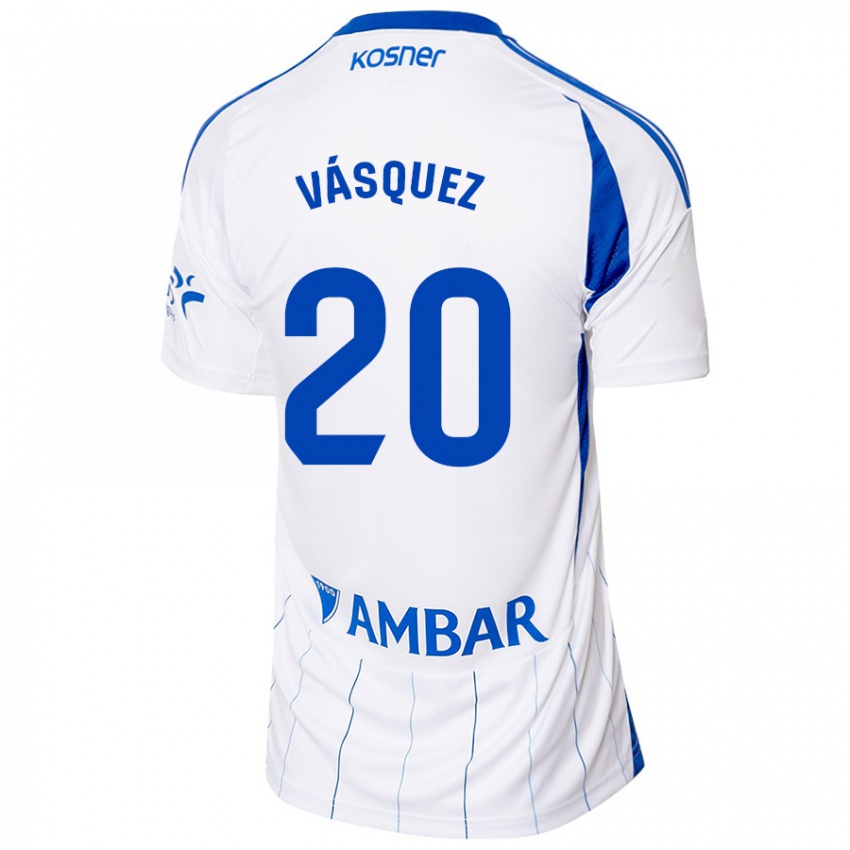 Hombre Camiseta José Vásquez #20 Rojo Blanco 1ª Equipación 2024/25 La Camisa Chile