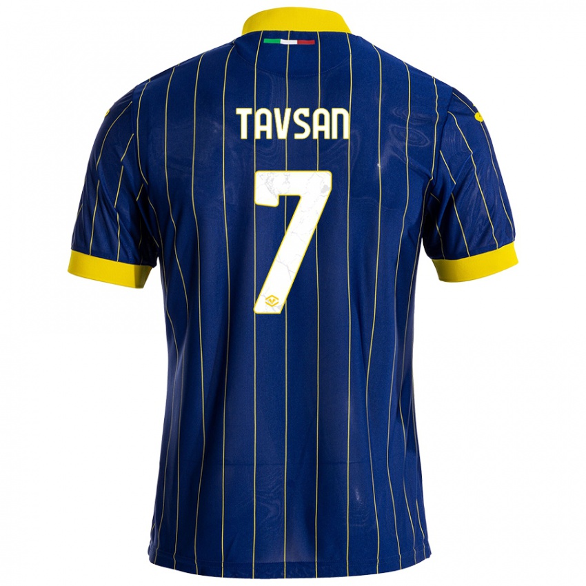 Hombre Camiseta Elayis Tavsan #7 Azul Amarillo 1ª Equipación 2024/25 La Camisa Chile