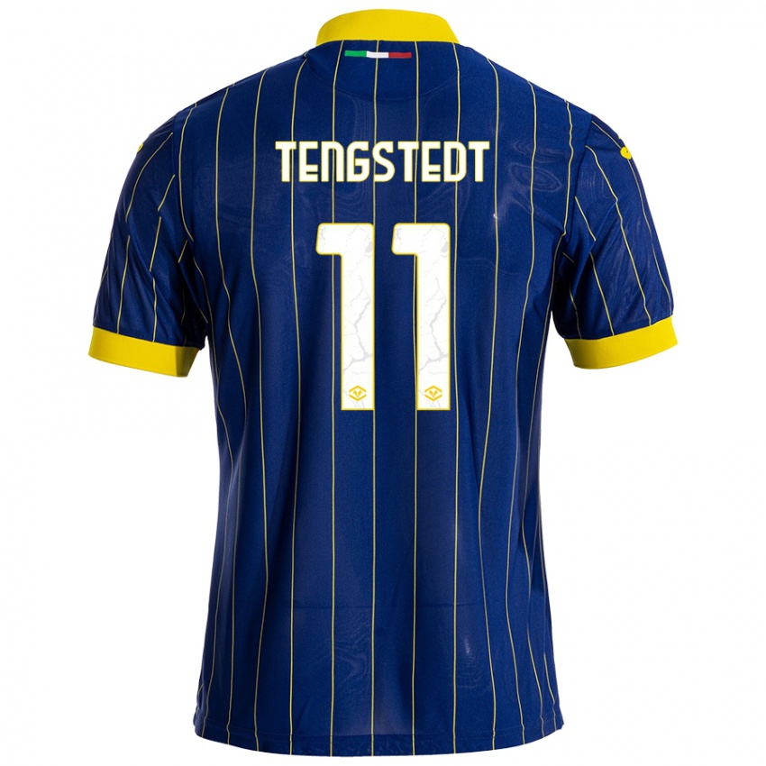 Hombre Camiseta Casper Tengstedt #11 Azul Amarillo 1ª Equipación 2024/25 La Camisa Chile