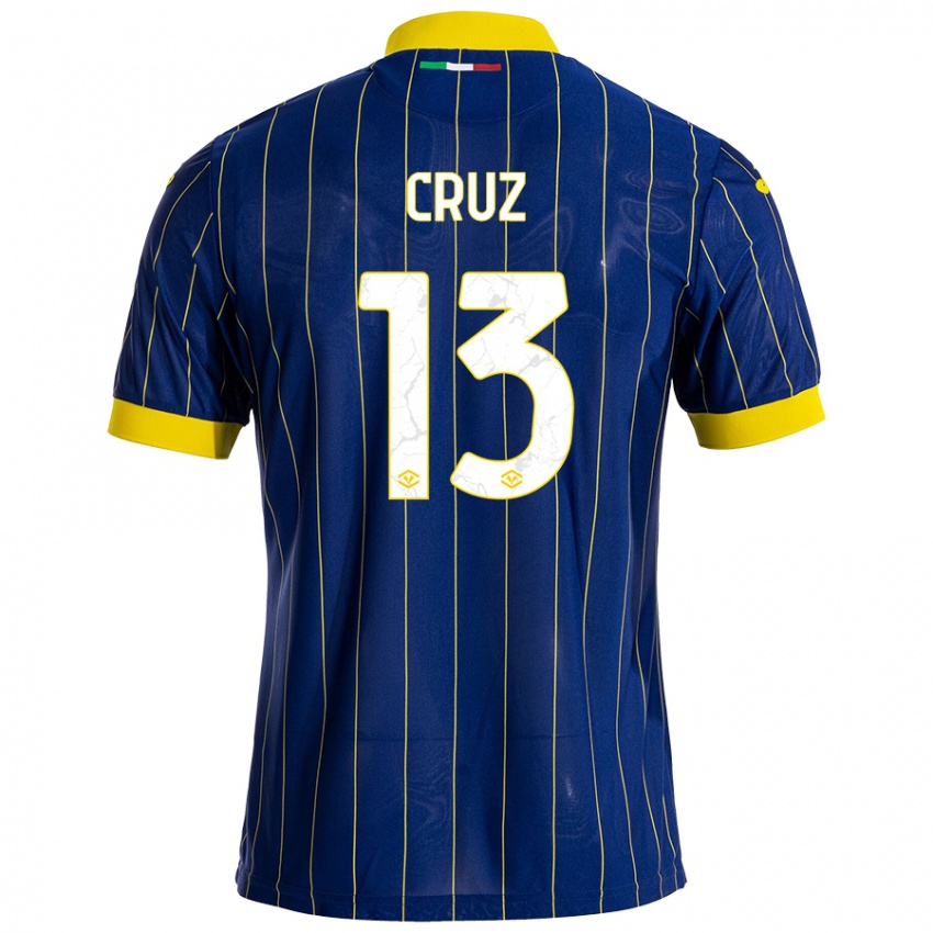 Hombre Camiseta Juan Manuel Cruz #13 Azul Amarillo 1ª Equipación 2024/25 La Camisa Chile