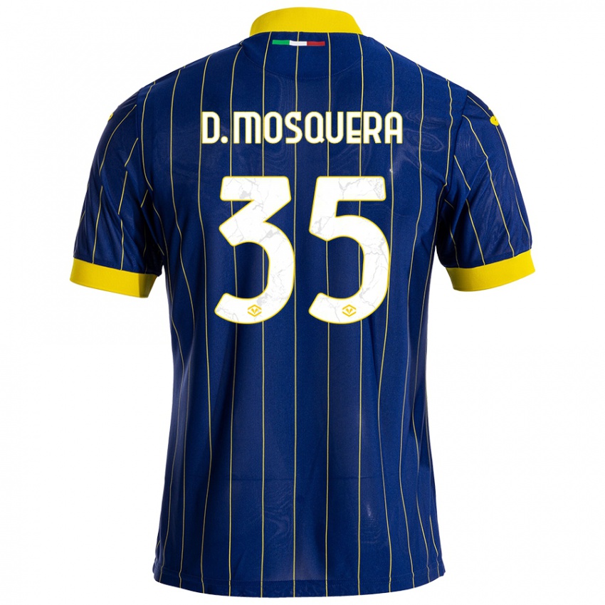 Hombre Camiseta Daniel Mosquera #35 Azul Amarillo 1ª Equipación 2024/25 La Camisa Chile