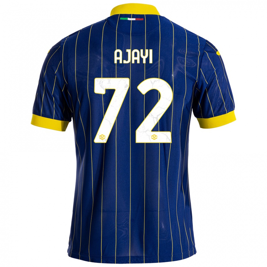 Hombre Camiseta Junior Ajayi #72 Azul Amarillo 1ª Equipación 2024/25 La Camisa Chile