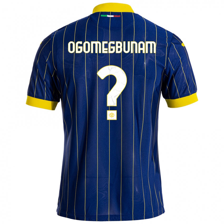 Hombre Camiseta Izu Ogomegbunam #0 Azul Amarillo 1ª Equipación 2024/25 La Camisa Chile