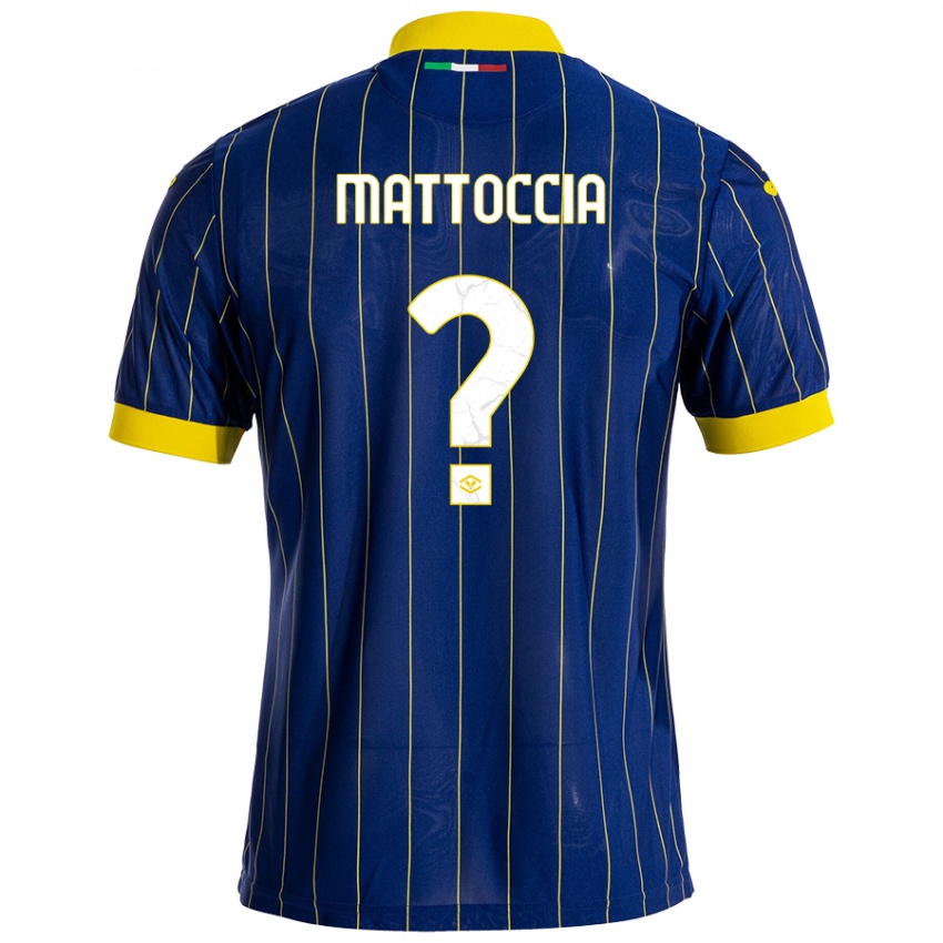 Hombre Camiseta Riccardo Mattoccia #0 Azul Amarillo 1ª Equipación 2024/25 La Camisa Chile