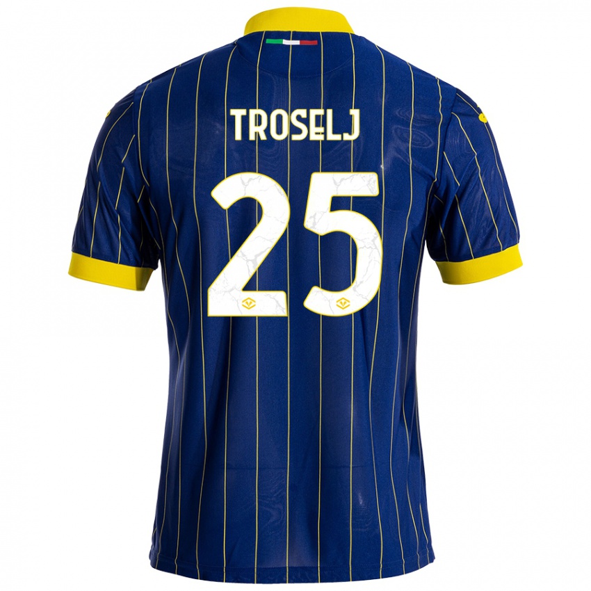 Hombre Camiseta Ethan Troselj #25 Azul Amarillo 1ª Equipación 2024/25 La Camisa Chile