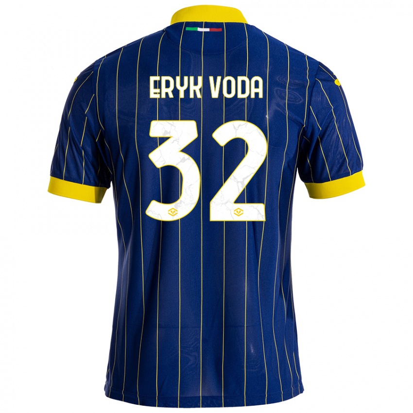 Hombre Camiseta Andrei Eryk Voda #32 Azul Amarillo 1ª Equipación 2024/25 La Camisa Chile